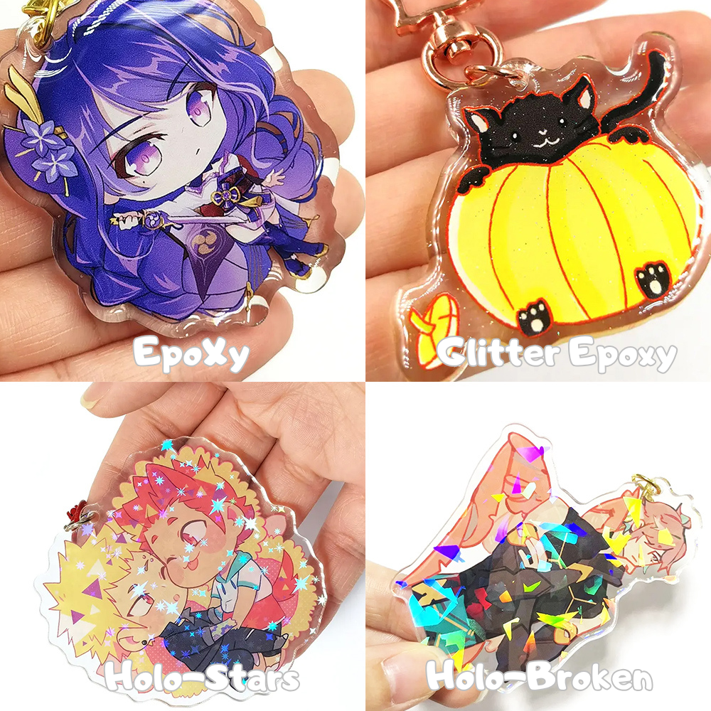 Custom Acrylic Keychain - Epoxy, Holographic, Rainbow | Personalized Keychains